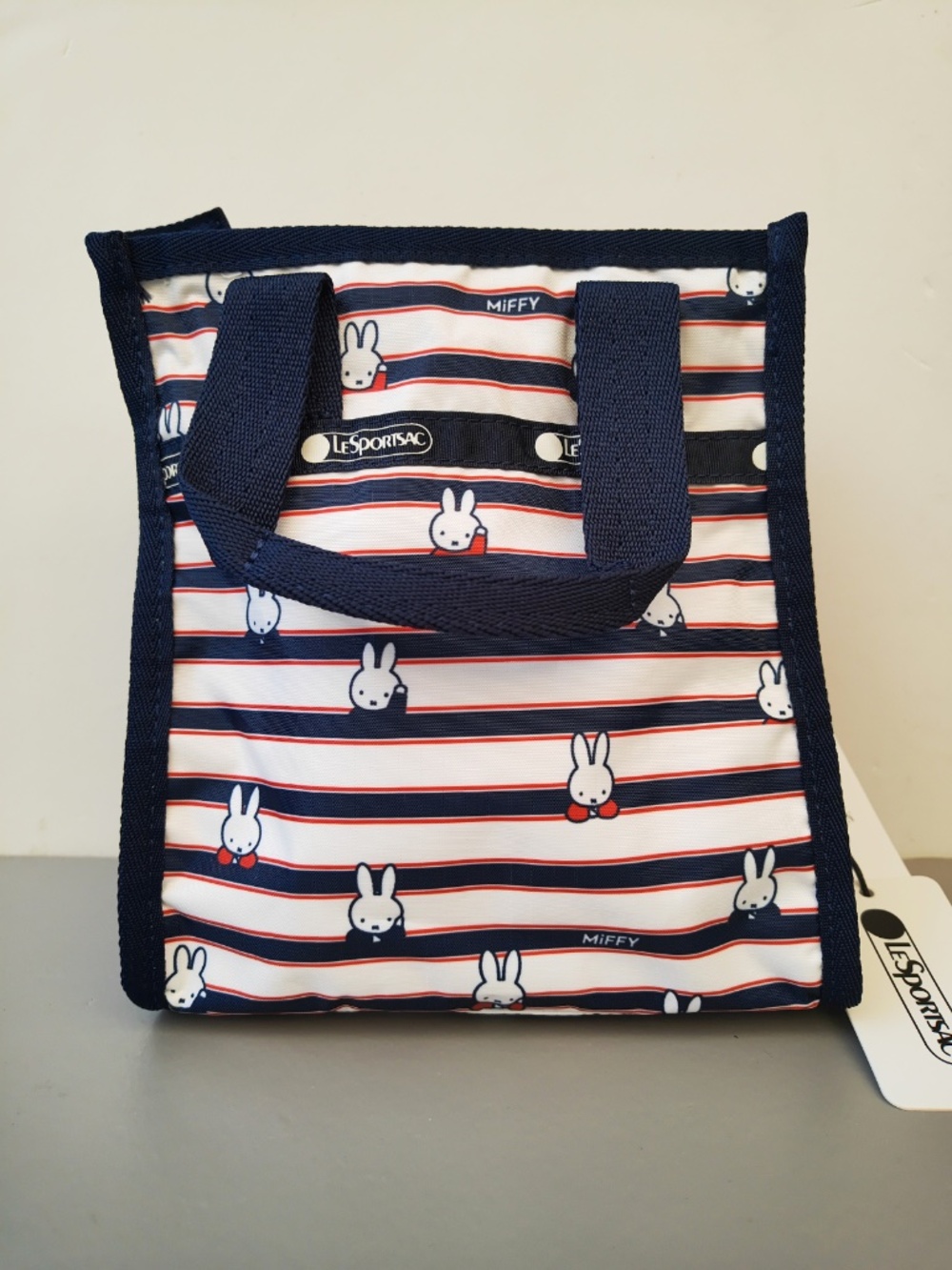 LeSportsac Navy Red White Miffy Stripe Tote-NWT - Picture 2 of 7